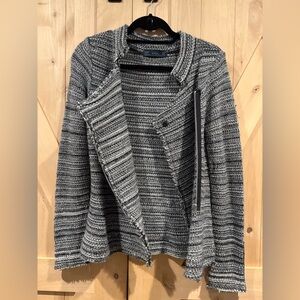 Zara Black and Gray Textured Jacket Cardigan